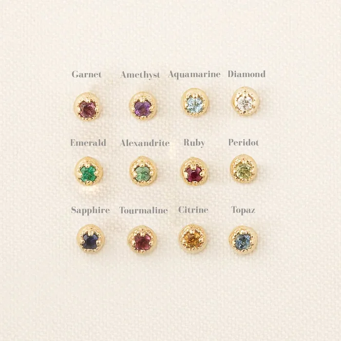 Dahlia 1.5mm Birthstone Stud Earrings