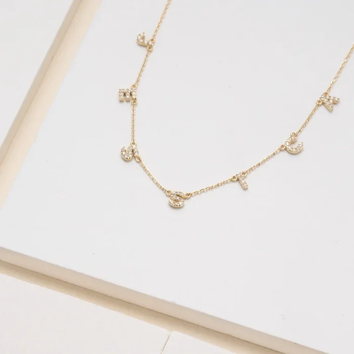 Dainty Small Letters Station Necklace, Shonda