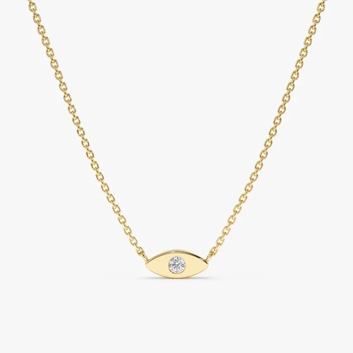 Dainty Solitaire Diamond Eye Necklace, Kinsley