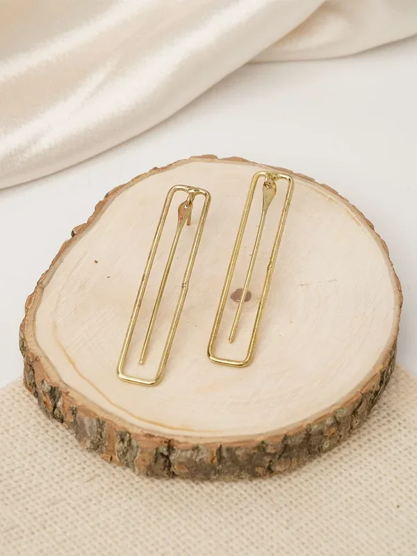 Dangling Rectangle – Statement Brass Earring