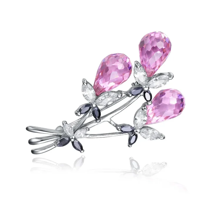 Danielle Purple and Clear Bouquet Pin