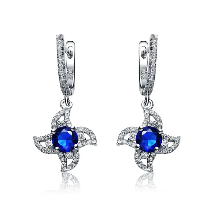 Danielle Sapphire Flower Dangling Earrings