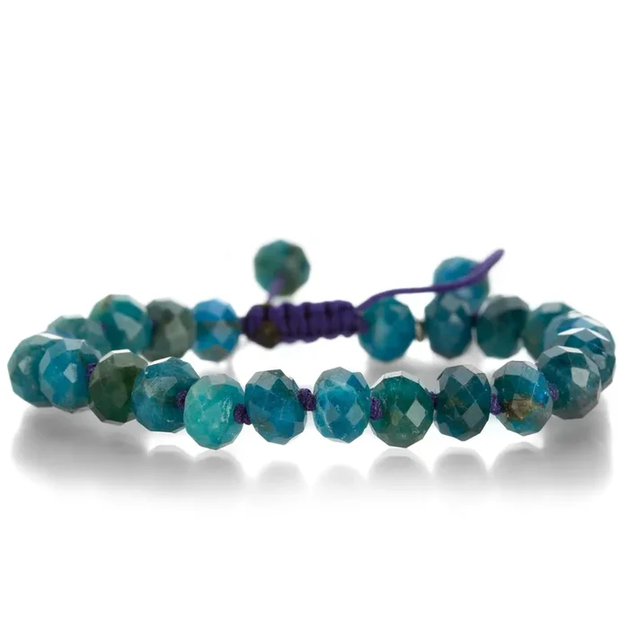 Dark Blue Faceted Apatite Bead Bracelet