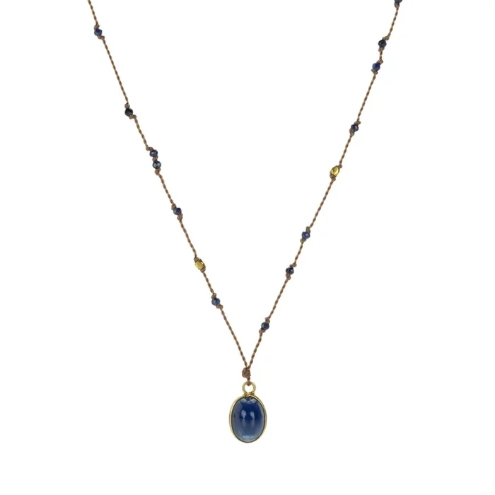 Dark Blue Sapphire Pendant Necklace