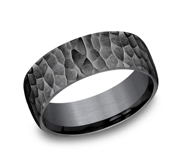 Dark Tantalum Hammered 8mm Wedding Band