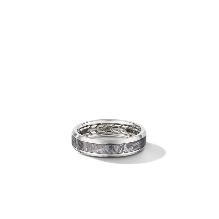 DAVID YURMAN Beveled Band Ring in Grey Titanium with Meteorite, 6mm