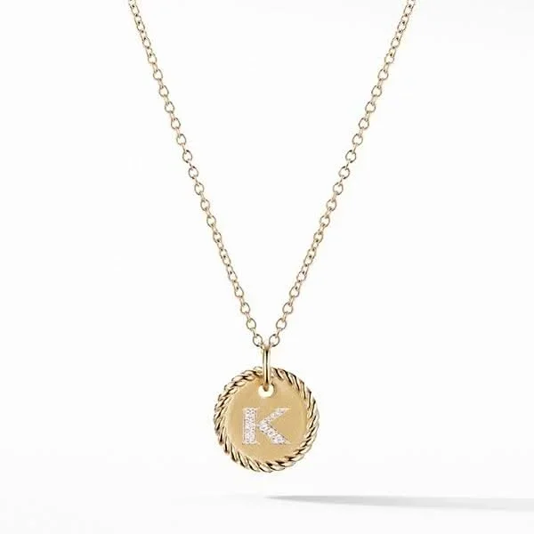 DAVID YURMAN K Pendant with Diamonds in Gold on Chain