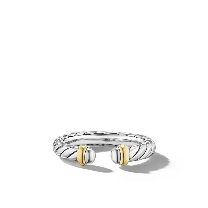 DAVID YURMAN Petite Cable Ring in Sterling Silver with 14K Yellow Gold, 3.4mm