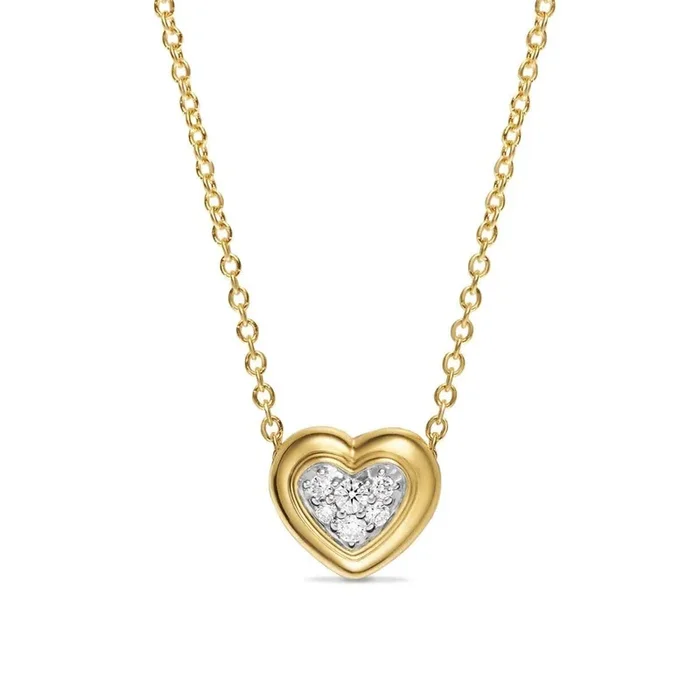 DAVID YURMAN Puffy Heart Pendant Necklace in 18K Yellow Gold with Diamonds, 7.8mm