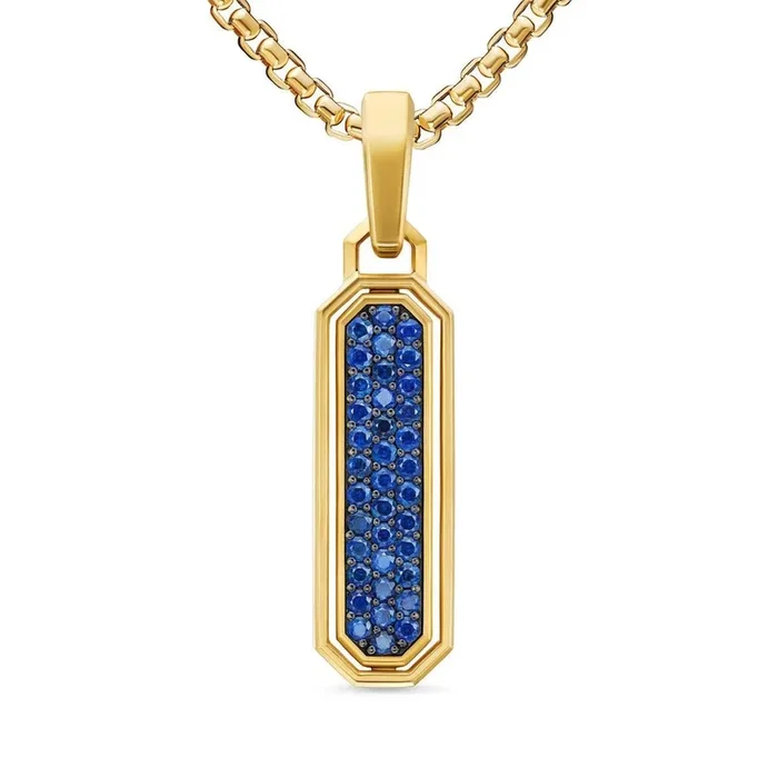DAVID YURMAN Streamline® Inlay Amulet in 18K Yellow Gold with Lapis and Sapphires, 30.7mm