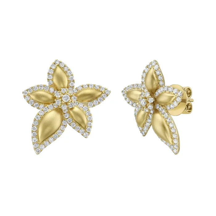 Daylily Diamond Stud Earrings