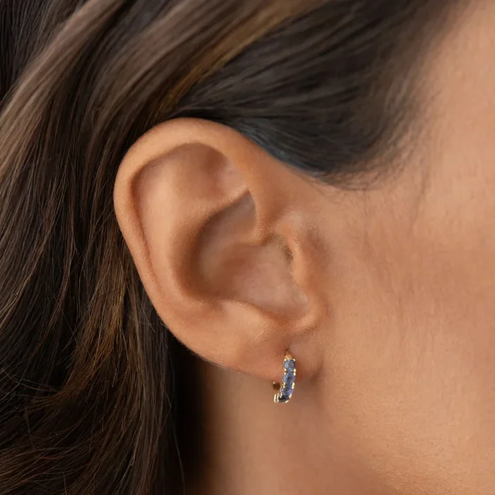 December Birthstone Huggie Earrings – Cordierite