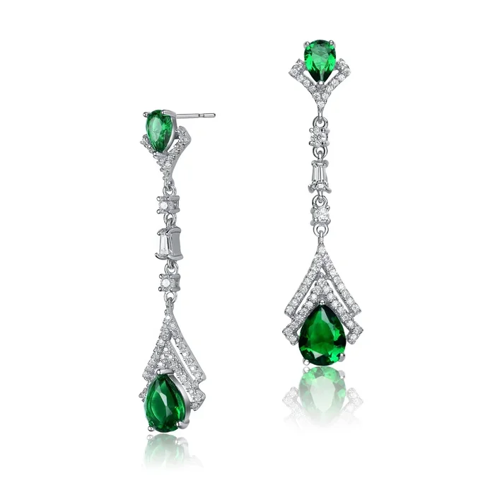 Déco Sapphire Cubic Zirconia Couture Drop Earrings
