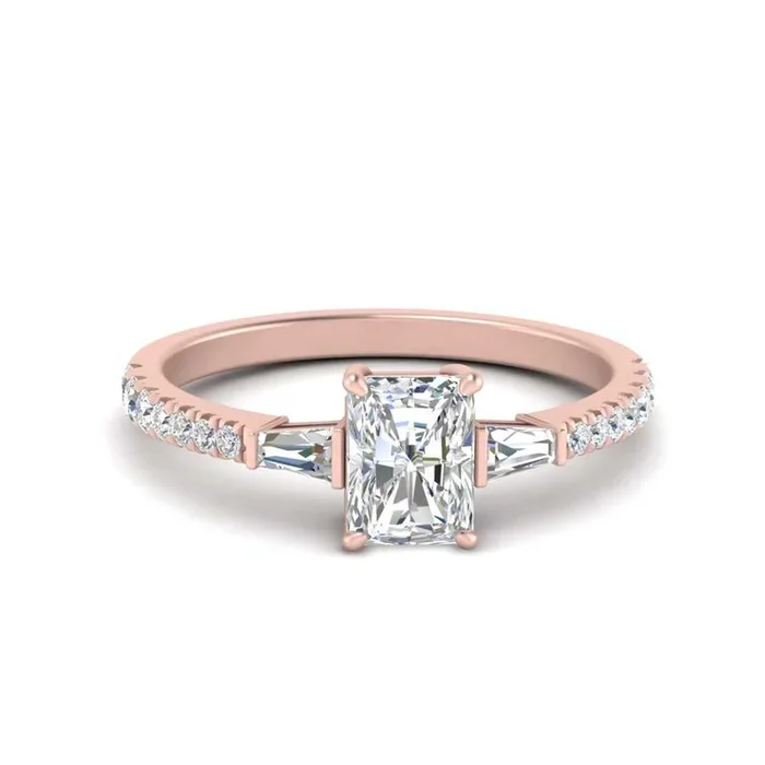 Delicate Antique Pave Radiant Engagement Ring