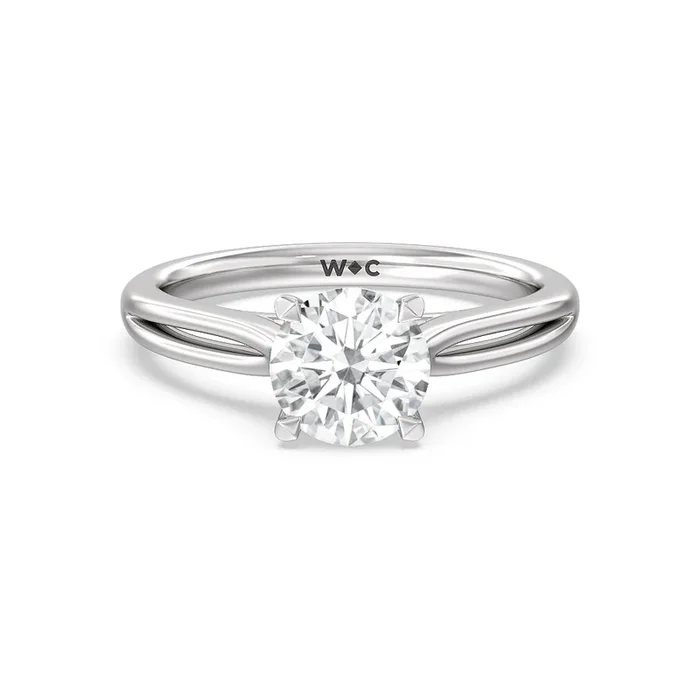 Delicate Pinched Cathedral Solitaire Engagement Ring