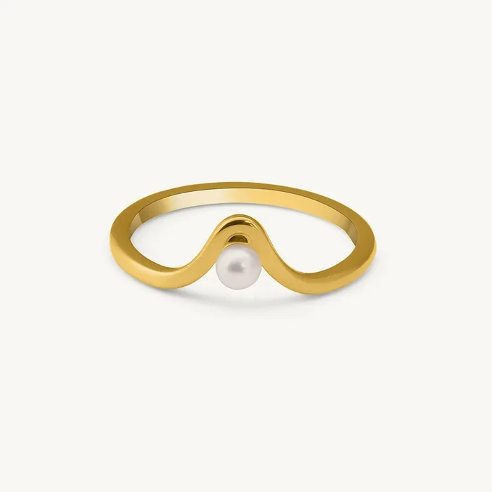 Delicate Vee Pearl Ring