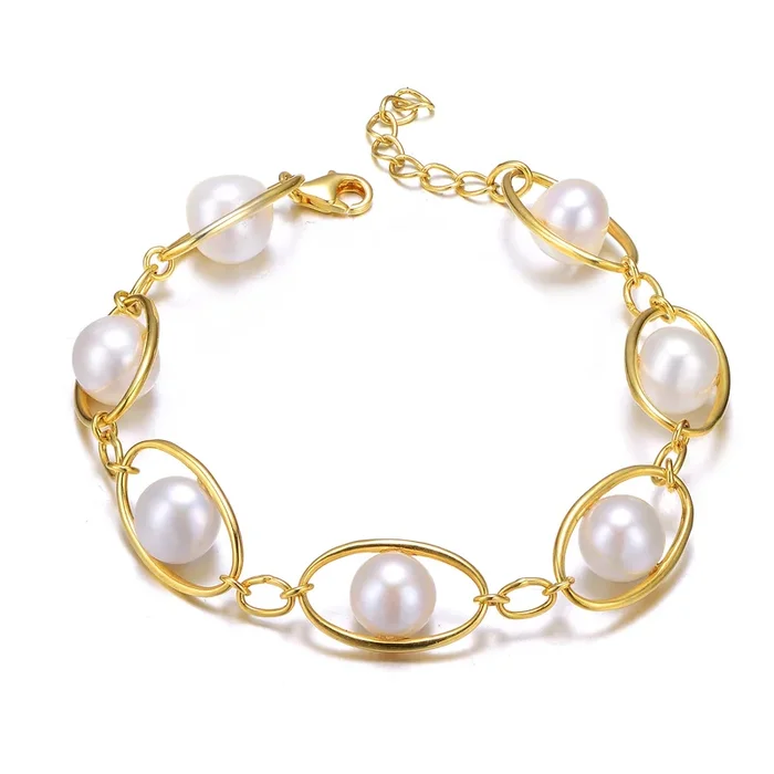 Delphine Golden Pearl Eye Bracelet