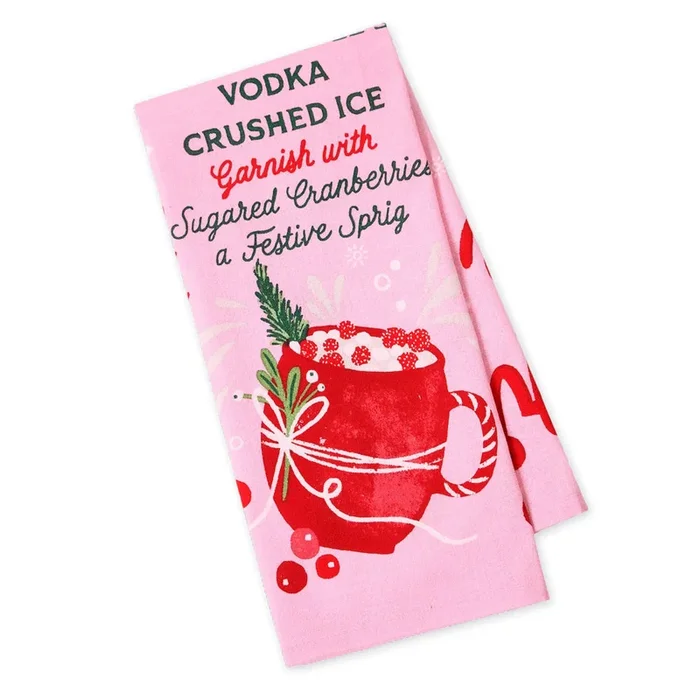 Design Imports Cranberry Mule Printed Floursack Dishtowel