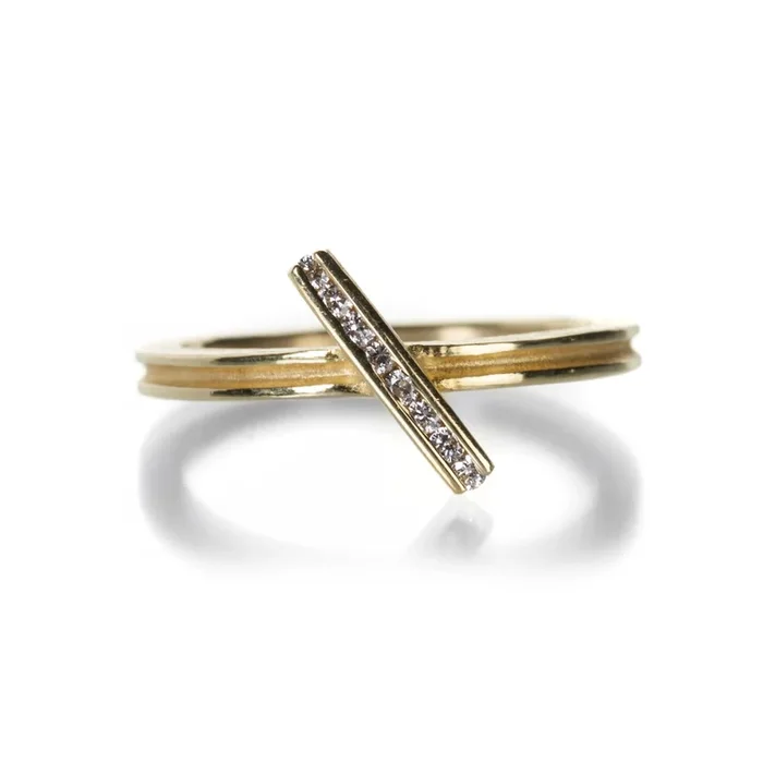 Diagonal Diamond Bar Ring