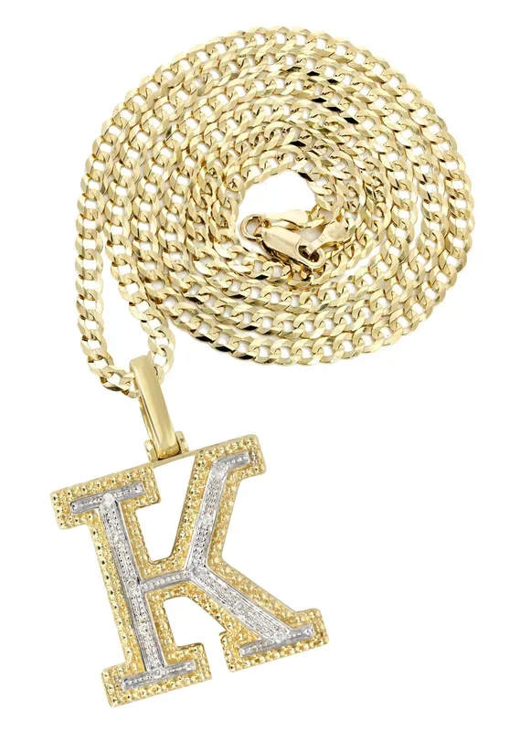 Diamond 10K Yellow Gold Letter “K” Necklace | Appx. 14.9 Grams