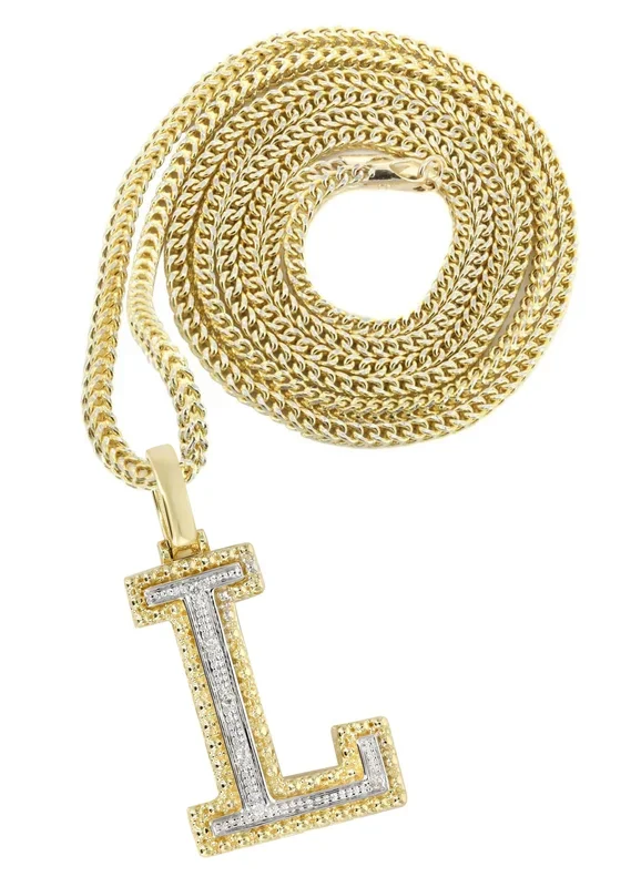 Diamond 10K Yellow Gold Letter “L” Necklace | Appx. 13 Grams