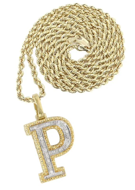 Diamond 10K Yellow Gold Letter “P” Necklace | Appx. 13.5 Grams