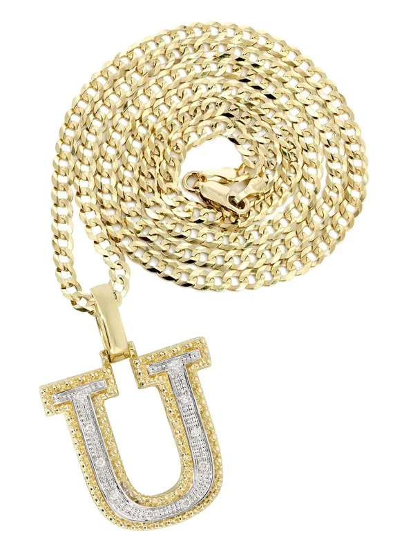 Diamond 10K Yellow Gold Letter “U” Necklace | Appx. 14.3 Grams