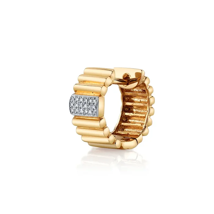 Diamond Accordian Hoops with Pave Diamonds