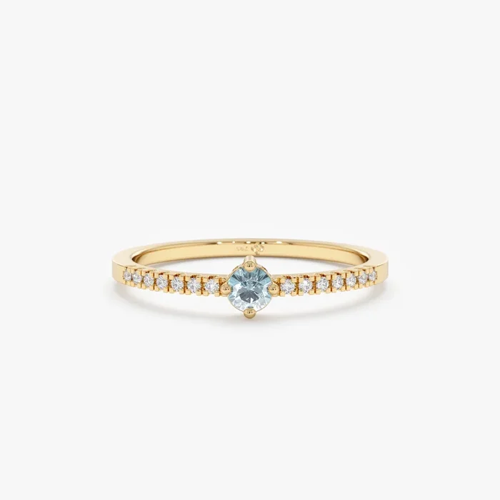 Diamond and Aquamarine Engagement Ring, Angela