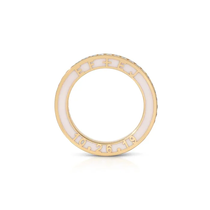 Diamond and Enamel Personalized Eternity Band