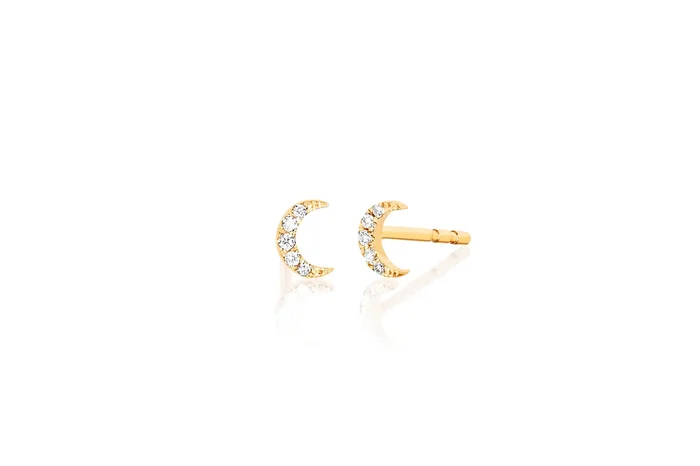 Diamond Baby Moon Stud Earring