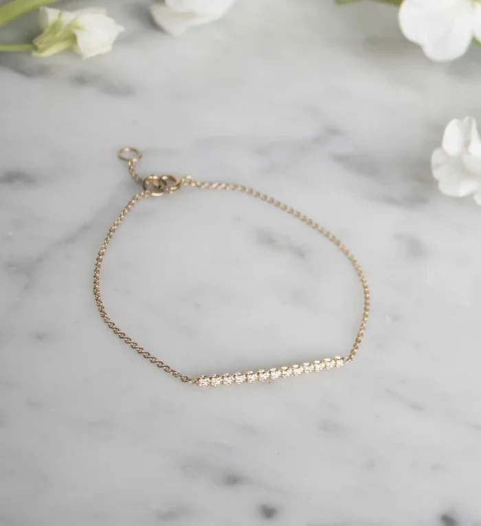 Diamond Bar Bracelet – 14K Gold Pavé Fine Jewelry