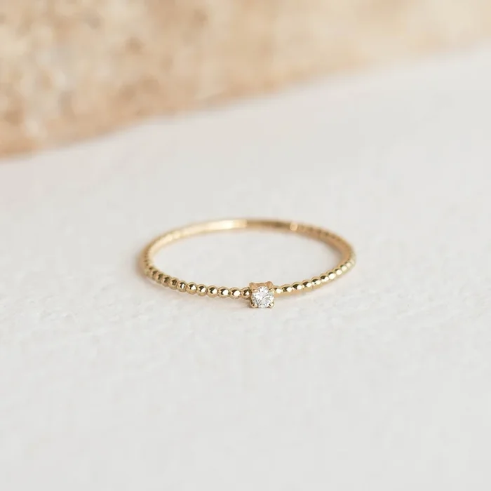 Diamond Beaded Ring 14k Gold – Natalie