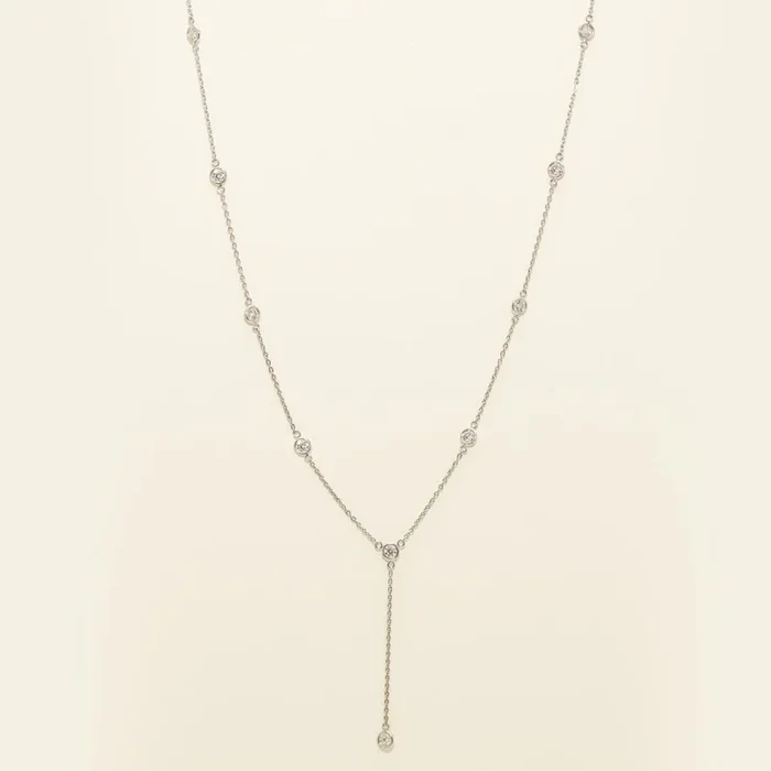 Diamond Bezel Lariat Necklace in 14kt White Gold (1ct tw)