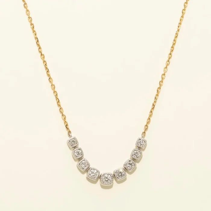 Diamond Bezel Station Necklace in 14kt Yellow and White Gold (1/2ct tw)