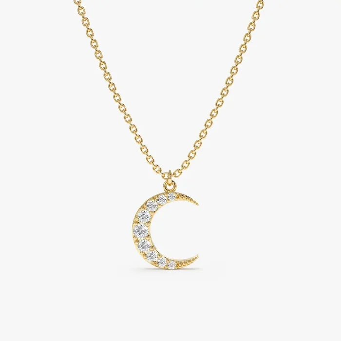 Diamond Crescent Moon Necklace, Francesca