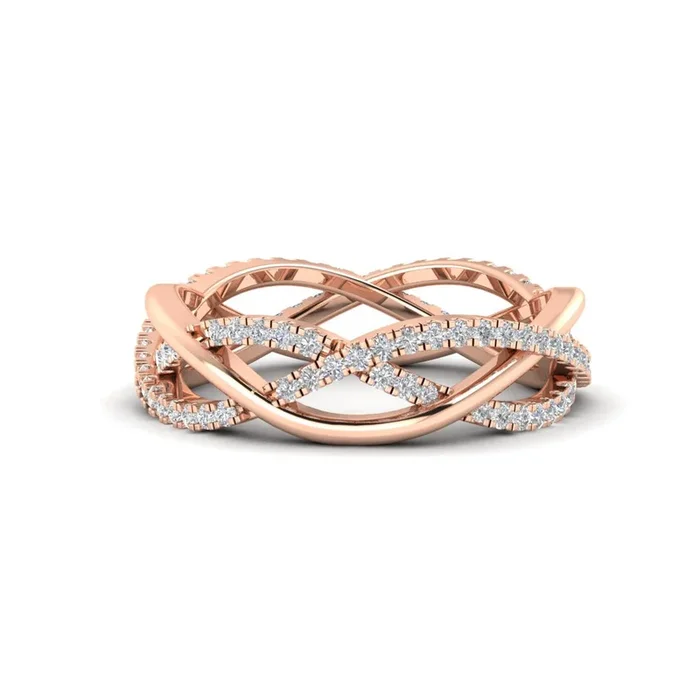 Diamond Criss Cross Weave Wedding Band