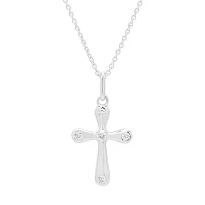 Diamond Cross Necklace in 14kt White Gold (1/20ct tw)