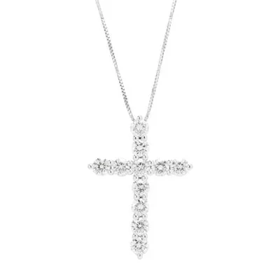 Diamond Cross Necklace in 14kt White Gold (1ct tw)
