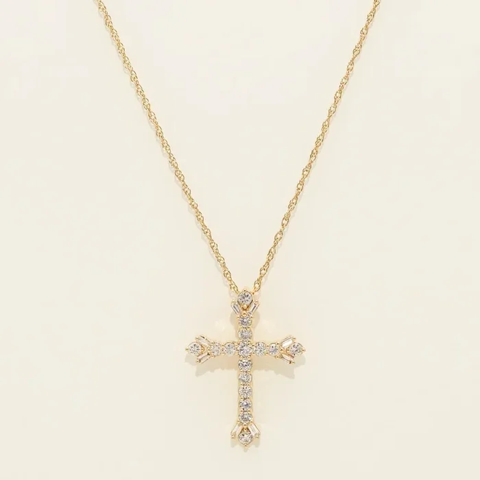 Diamond Cross Necklace in 14kt Yellow Gold (1/2ct tw)