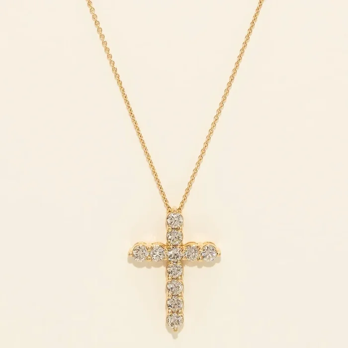 Diamond Cross Necklace in 14kt Yellow Gold (3/4ct tw)