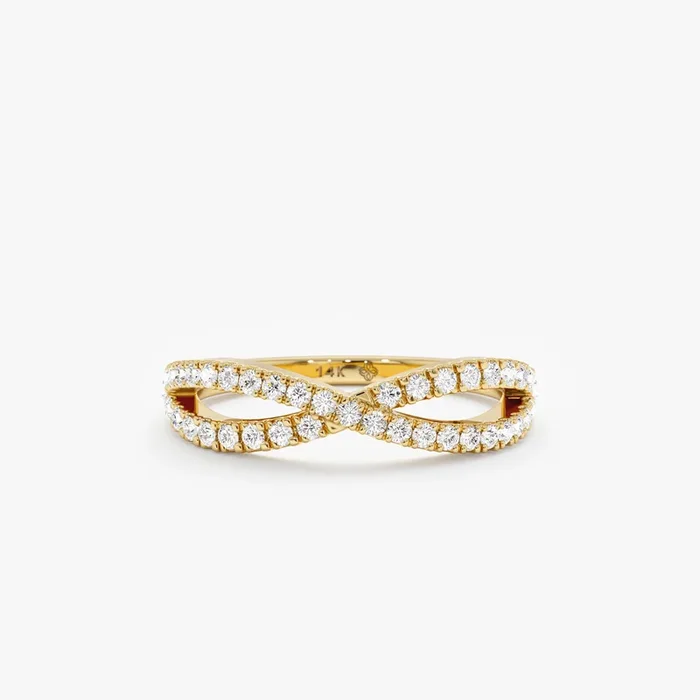 Diamond Crossover Gold Ring, Emily