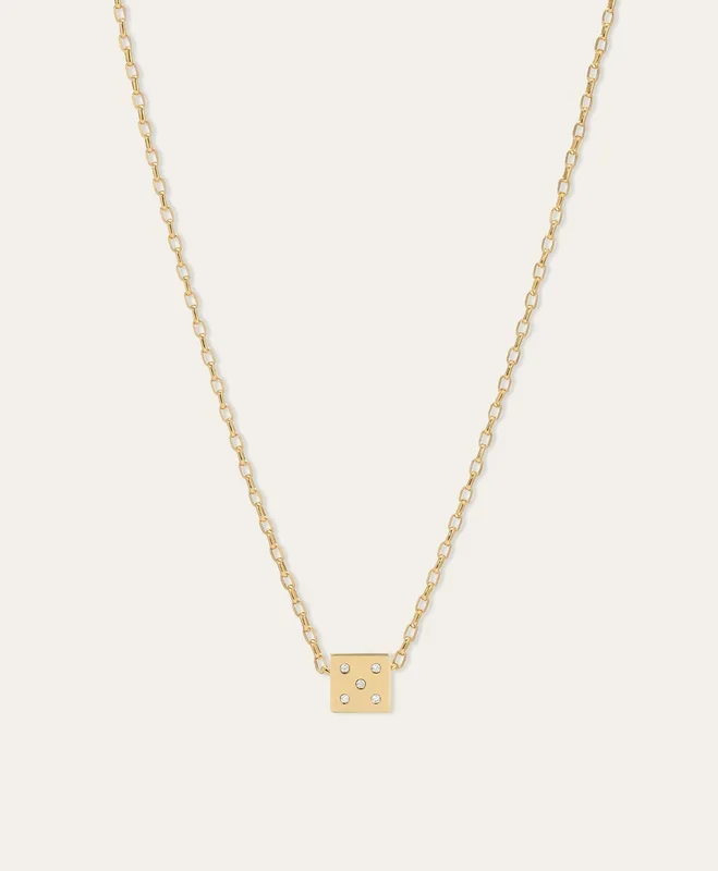 Diamond Dice Big Bead Necklace on 2mm Italian Chain