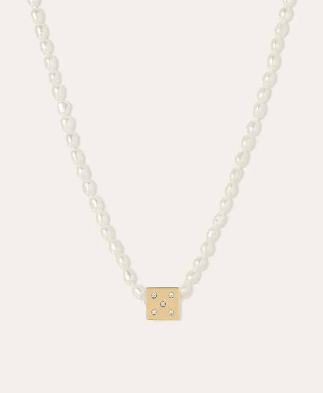 Diamond Dice Big Bead Seed Pearl Necklace