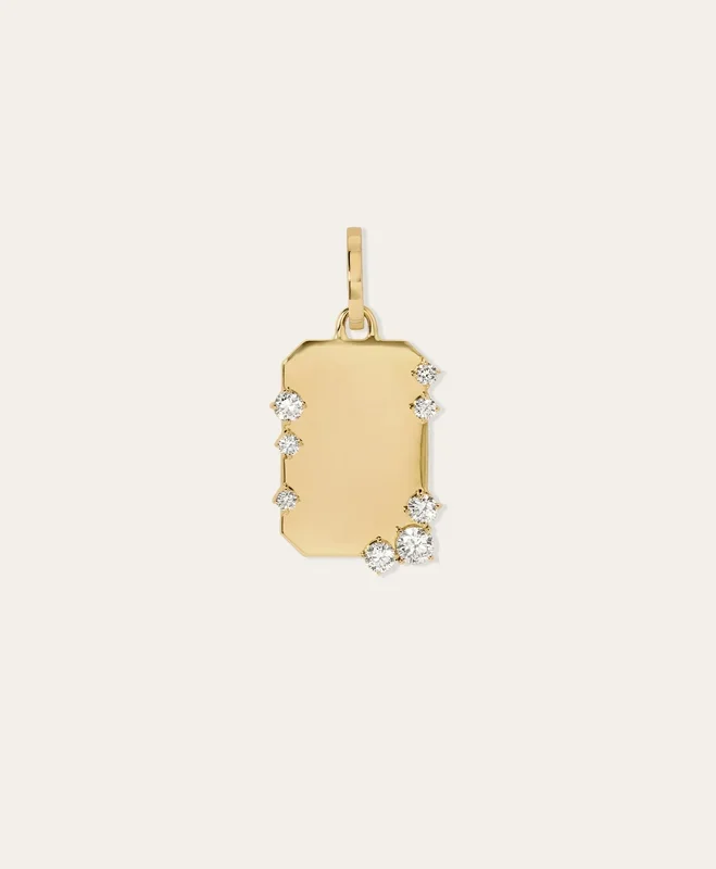 Diamond Dog Tag Hinged Charm – Lab Grown