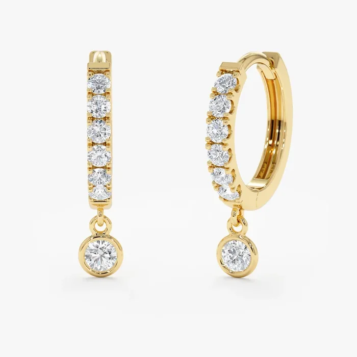 Diamond Drop Hoop Earrings, Zoe