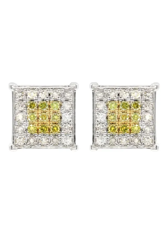 Diamond Earrings For Men | 0.65 Carats 14K White Gold