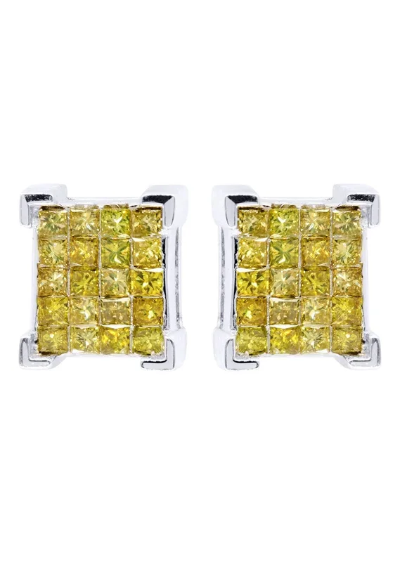 Diamond Earrings For Men | 1.25 Carats 14K White Gold