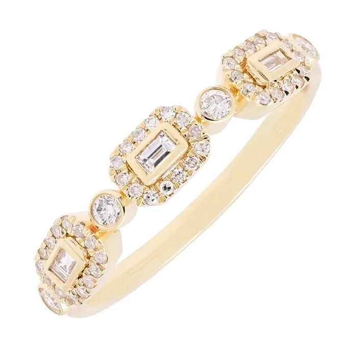 Diamond Emerald Cut Halo Ring in 14kt Yellow Gold (1/4ct tw)