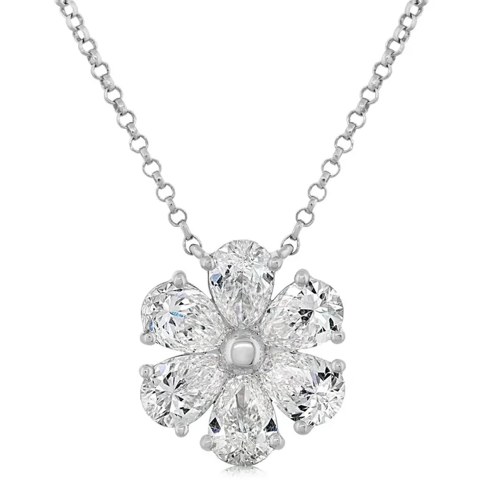 Diamond Flower Pendant Necklace